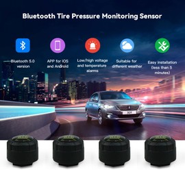 DoHome Tire Pressure Monitoring Wireless TPMS Monitor System with 4 External Sensors, Real-Time Monitoring Pressure and Temperature Display on APP for Car RV SUV