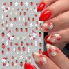 4Pcs Flower Nail Art Stickers Decals 5D Embossed Floral Strawberry