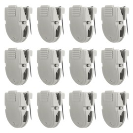 12pcs Cubicle Clips for Fabric Walls, Plastic Stainless Steel Push Pin Clips Cubicle Hooks Fabric Panel Wall Clips Cubicle Pins for Hanging Photos, Notes, Memos, Data Cables (Gray)