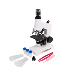 Celestron 44121 Beginner's Microscope Kit, 40x-600x Magnification, White