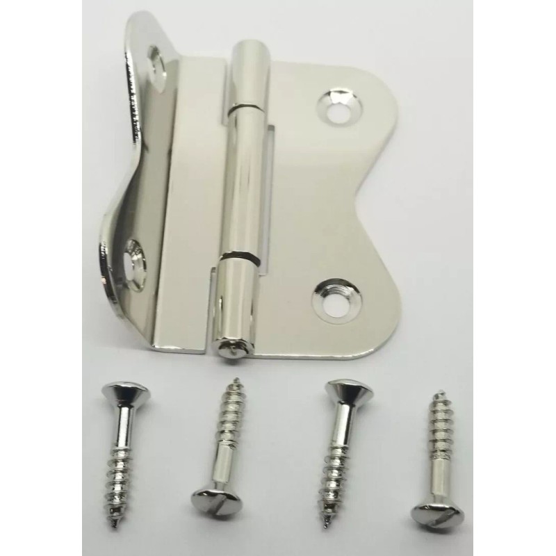 Furniture Knowledge LARGE POLISHED NICKEL Hoosier Cabinet Hinge 3/8 Offset