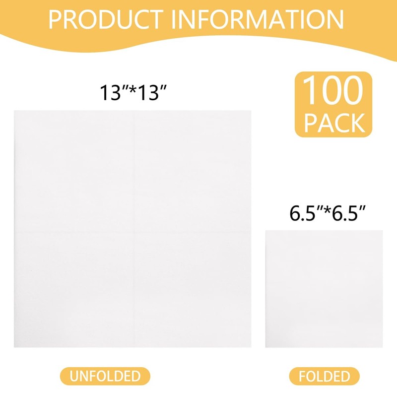 DaYammi 100 PCS White Napkins Disposable Hand Towels for Bathroom,