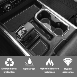 SENSHINE for 2023-2025 Chevy Silverado/GMC Sierra 1500 & 2022 Refreshed 1500 Cup Holder Insert Coaster Mats Non Slip Anti Dust Center Console Shifter Liner Pad 6 Pcs Set (Gray Trim)