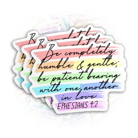 (3Pcs) Be Humble & Gentle Christian Faith Sticker Ephesians 4:2 Bible Verse Quotes Decal 2" Waterproof Die-Cut Vinyl Sticker Jesus God Religious Bible Journal Sticker Decal Decor Stuff Gifts 2 Inches