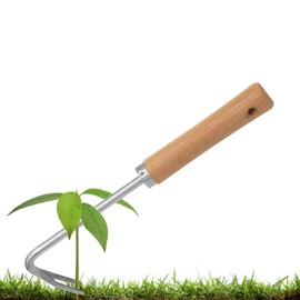 GYSRXS Stainless Steel Hand Weed Cutter 25.7 x 7.5 cm Root Weeder with Wooden Handle Weeder Joints Suitable for Garden for Weeding, Earth Dredging, Vegetable Digging, Transplanting