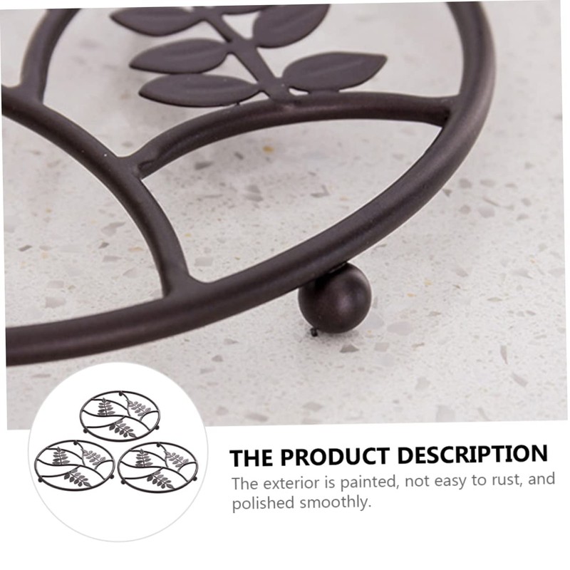 Mobestech 3pcs Iron Art Tableware Mat Heat Insulation Pad for