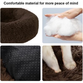 Nisrada Dog Bed for Small Medium Large Dogs, 27 inch Calming Dogs Bed, Washable-Round Cozy Soft Pet Bed for Puppy and Kitten with Slip-Resistant Bottom