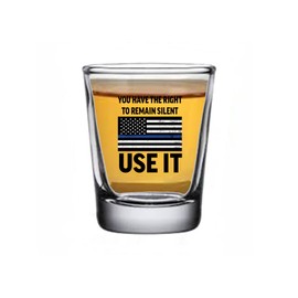 Rogue River Tactical Funny Thin Blue Line Shot Glass Gift For Police Officer Law Enforcement Remain Silent