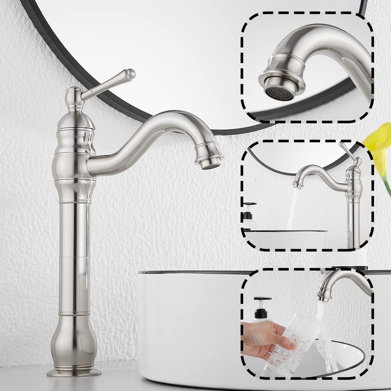 GGStudy 360° Swivel Single Handle One Hole Bathroom Vessel Sink