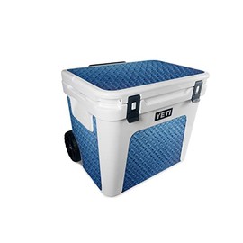 MightySkins Carbon Fiber Skin Compatible with Yeti Roadie 60 Wheeled Cooler - Blue Gridiron | Protective, Durable Textured Carbon Fiber Finish | Easy to Apply and Change Style | Made in The USA