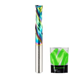 SHARPRO Extra Long Compression CNC Router Bit 1/4 Inch Shank and 1/4 Inch Cutting Dia. 1 Inch CL. 2-1/2 Inch OVL. Solid Carbide Up&Down CNC Bits for Wood Cutting, Slot Mortise, Engraving（Coating）