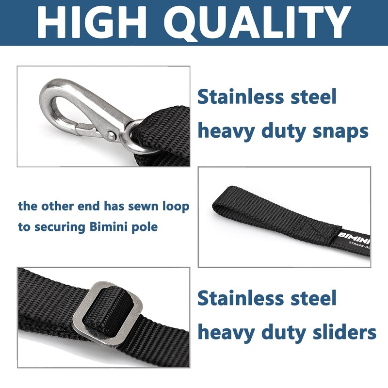 One Hooks Adjustable Bimini Boat Top Straps,38"~70"Marine Awning Webbing Straps,with