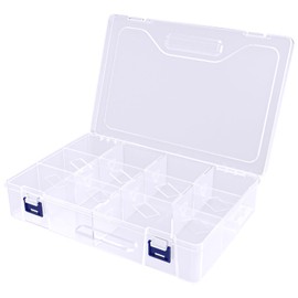 Plastic Storage Box with 10 Compartments, 10 Grids, Transparent Storage Box with Compartments, Plastic Sorting Box, Double Buckle Organiser Box for Accessories, Beads, Jewellery, Earrings