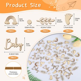 100 Pcs Wooden Baby Shower Confetti, Neutral Baby Shower Table Decorations, Baby Shower Table Confetti Baby Shower Decor, Baby Confetti for Baby Shower Birthday Party Decoration