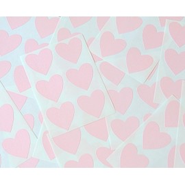 38mm (1.5") Heart Shape Colour Code Stickers - Packs of 72 Large Coloured Hearts Sticky Labels for Craft, Card-Making & Decoration - 33 Colours Available (Pink)