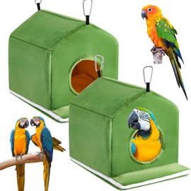 Spiareal 2 Pcs Large Winter Warm Birds Nest House Plush Snuggle Bird Bed for Cage Sleeping Hanging Hammock Parakeet Bed Cage Accessories for Parrot Cockatiels Budgies Lovebird 11 x 15 x 11 Inches
