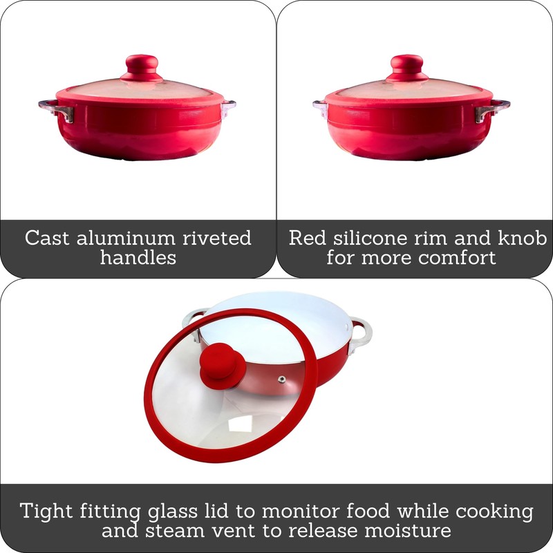 IMUSA USA 3.2Qt Red Ceramic Nonstick Caldero (Dutch Oven) with