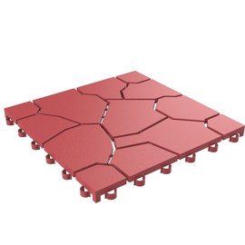 Pure Garden 30-Pack Polypropylene Interlocking Patio Deck Tiles - Weather-Resistant Outdoor Flooring for Balcony, Porch, and Garage (Brick Red)