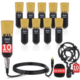 Pyle Cardioid Condenser Microphone Kit - 10-Pack Pro Audio Large Diaphragm Universal Mic with Shock Mount & XLR Cable, Ideal for Podcast, Streaming, Recording, and Broadcasting, Easy Set Up