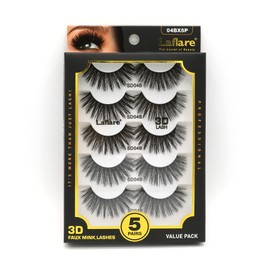 Laflare Silk Lashes 3D Faux Mink Eyelashes Multipack, Light, Natural Looking, Professional Easy to Apply Eyelashes in a Knitted Style 5 Pairs Value Pack (4BX5P)