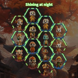 YODAR 14 PCS Riser Display Shelf for Funko POP Figures, Floating Shelves Display Ledge for Organizer and Decoration, Collectibles Display Stands Showcase, Glowing at night