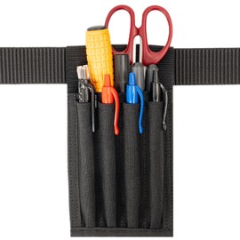 Pen Holder for Belt, Pen Belt Holder for Pens and Pencils, Military Pencil Pouch for Outdoor Work, Detachable Belt Pencil Pouch for Police and Security, Small Tool Pouch with Belt Clip (4 Pens)