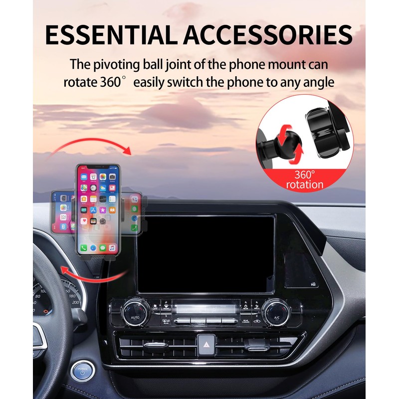 LAUFITMT Car Phone Holder for Toyota Highlander 2020-2025 Accessories 8