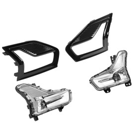 HECASA Pair LED Fog Light&Bezel Compatible with 2019-2020 Ford Fusion Replacement for FO2593252 FO2592252 Fog Lamp Kit Set Front Bumper Trim Cover Clear Lens Driver&Passenger Side w/Switch Wiring