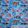 Signature BonEful Fabric FQ Cotton Quilt White Blue Gold Fish