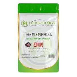 HB Tiger Milk Mushroom | 180 High Strength Tigers Milk Mushroom Supplement - 2000mg Tigers Milk Mushroom (100mg @ 20:1) Extract per Serving | Mushroom Capsules | Non-GMO & Made in The UK