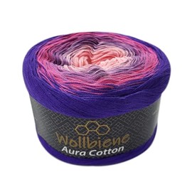 Wollbiene Colour Gradient Yarn 200 g - 800 m - 4-ply Bobbel Knitting Wool, Crochet, Bobbel Wool, Colour Gradient, 100% Cotton, Knitting Wool, Multicoloured (811 Purple Pink Pink)