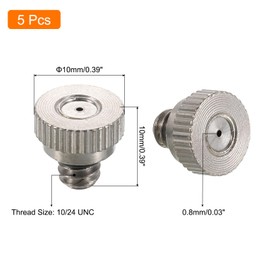 sourcing map Stainless Steel Misting Nozzle, 10/24 UNC 0.8mm Orifice Dia Replacement Heads for Outdoor Cooling System, 5 Pcs