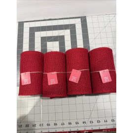 Red Christmas Burlap 5.5“ X 15‘ Brand New Set Of 4