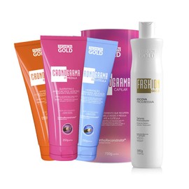 Kit FASHION GOLD Blowout 300g + CRONOGRAMA CAPILAR Hair Care System 750g