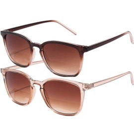 Polarized Sunglasses for Women Classic Retro Style,Fashion Unique, comfortable fit,protect eyes perfectly, sophisticated look, plastic frames, UV Protection(Milk tea color+champagne color)