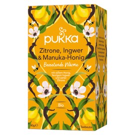 Pukka | Bio-Kräutertee „Zitrone, Ingwer & Manuka-Honig” | Zitrone, Ingwer, Honig und Kurkuma |für starke Momente im Alltag | 4er Pack | 80 Teebeutel
