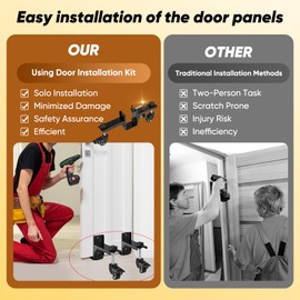 2025 Upgrade Saker Door Panel Installation Kit, Heavy-Duty Door Installation Dolly, 2PCS Door Installation Tools for 0.8 to 2.36 Inch Pre-Hung, Slab, and Front Doors, Door Lifter