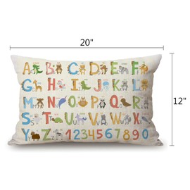 Farmhouse Decorative Outdoor Throw Pillow Covers for Couch Sofa Bed Alphabet with Cartoon Animals Pillow Cover Modern Decor Pillow Case 12 x 20 Inch