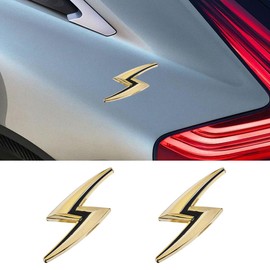 DUSCOKE 2PCS 3D Metal S Lightning Car Sticker Decal, Chrome Zinc Alloy Auto Body Emblem Badge, Nameplate Logo Stickers, Universal Car Decoration Accessory for Hoods, Fenders, Trunk Lids (Gold/Black)