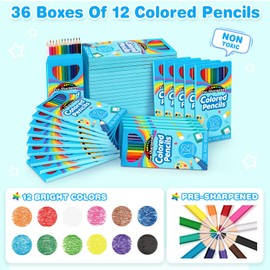 Jumlys 432 Count Colored Pencils Bulk, 36 Packs Pre-sharpened Coloring Pencils for Kids in 12 Colors, Bulk School Supplies for Teachers, Ideal Back to School Supplies & Classroom Prizes