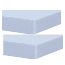 Dudu N Girlie - Cot Bed Fitted Sheets 140 x 70 Cotton Jersey - Hypoallergenic Toddler Bed Sheet Fully Elasticated Skirt Breathable Easy Care - Junior Bed sheets (Pack of 2, Blue)