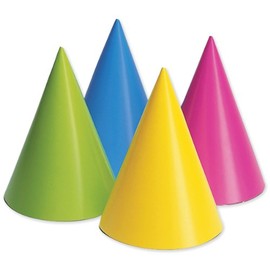 Creative Converting 20PH-0010 Party Hats, Assorted Neon, 8-Pack
