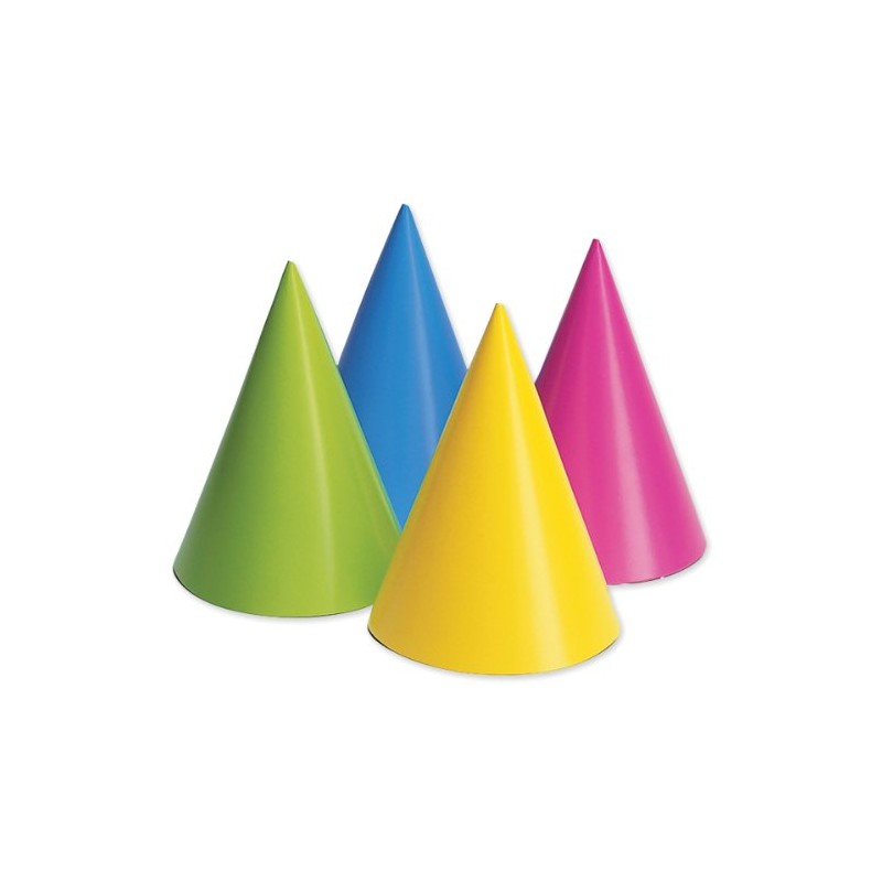 Creative Converting 20PH-0010 Party Hats, Assorted Neon, 8-Pack