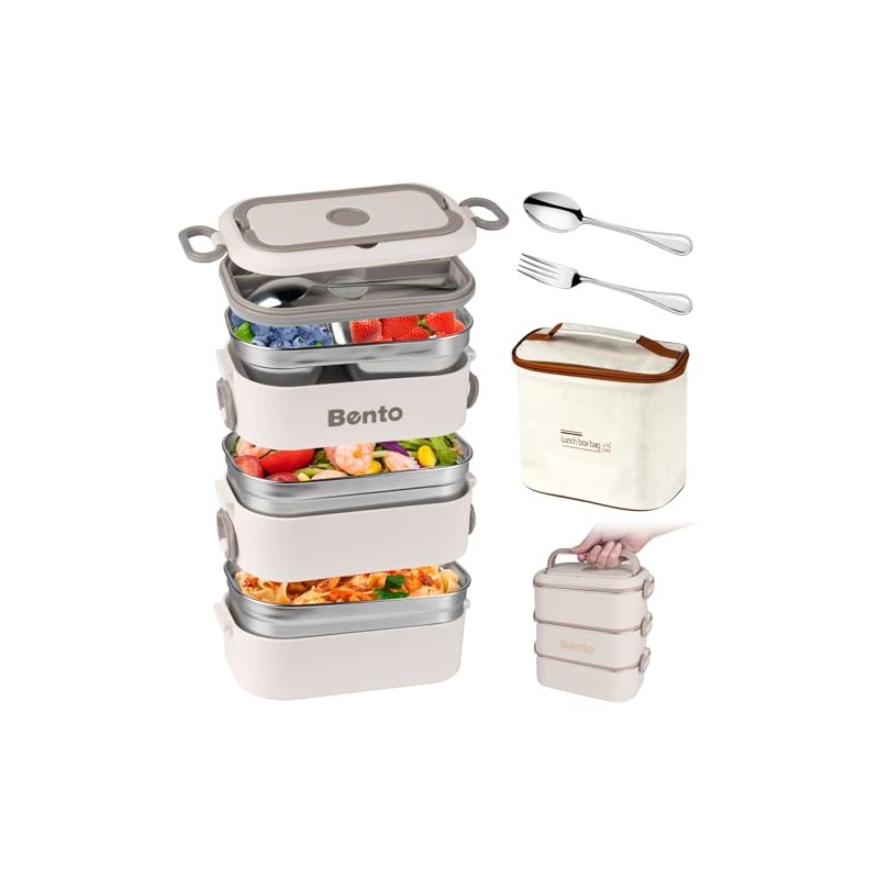 Bento Box, Lunch Box de 3 Capas 2400 ml con