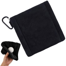 Golf Ball Cleaning Towel Microfiber Towel with Carabiner for Golf Cleaning Golf Towel Wipe Golf Club Towel (1pcs Black)