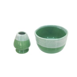 BambooMN Brand - Matcha Ceramic Set - Matcha Bowl and Whisk Holder - 10 Sets Mint Green