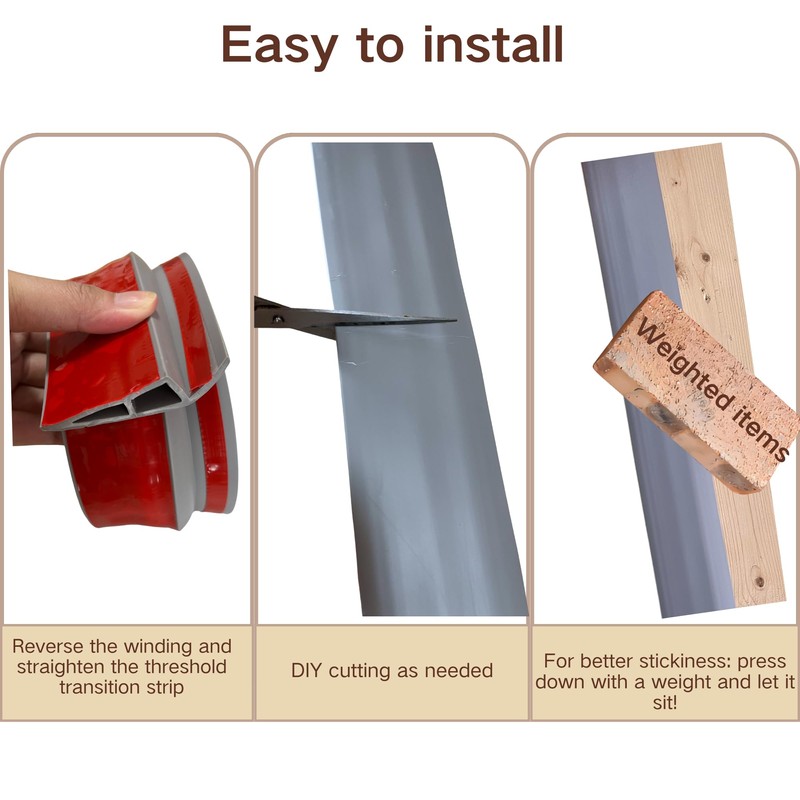 BEIEBIJOB 1/2"~3/5" Height Threshold Ramps for doorways, Rubber Threshold,Floor Transition