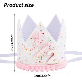 BOXOB Half Birthday Crown Hat for Girl, Colorful Dots 1/2 Birthday Crown 6 Months Celebration Party Outfit Accessory