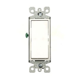 Leviton 15 Amp, 120/277 Volt, Decora Rocker 3-Way AC Quiet Switch, Residential Grade, Grounding, 5603-2W, White