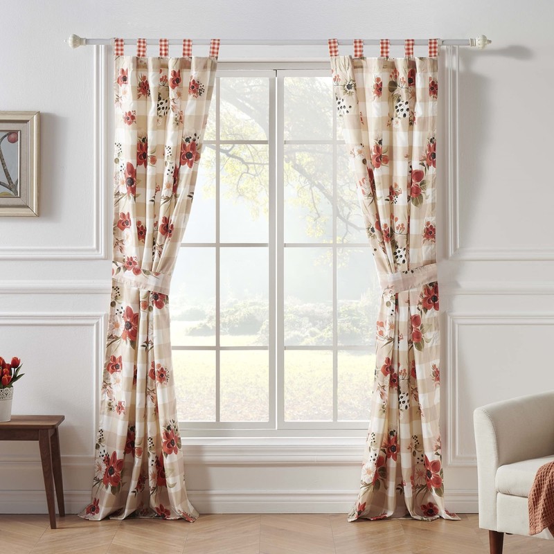 Greenland Home Wheatly Farmhouse Gingham Curtain Panels (Set of 2)
